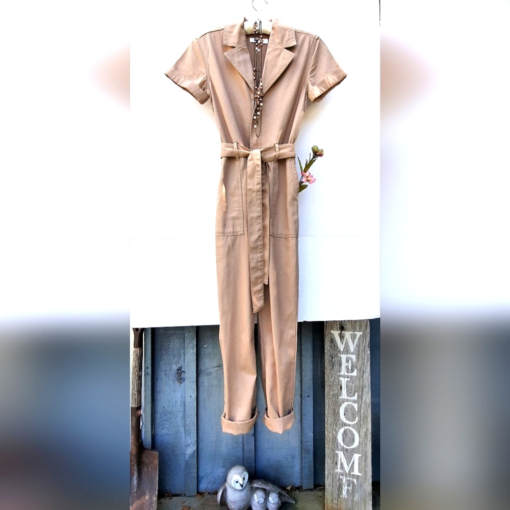 Full Length DYNAMITE Cargo Jumpsuit, Short Sleeves
